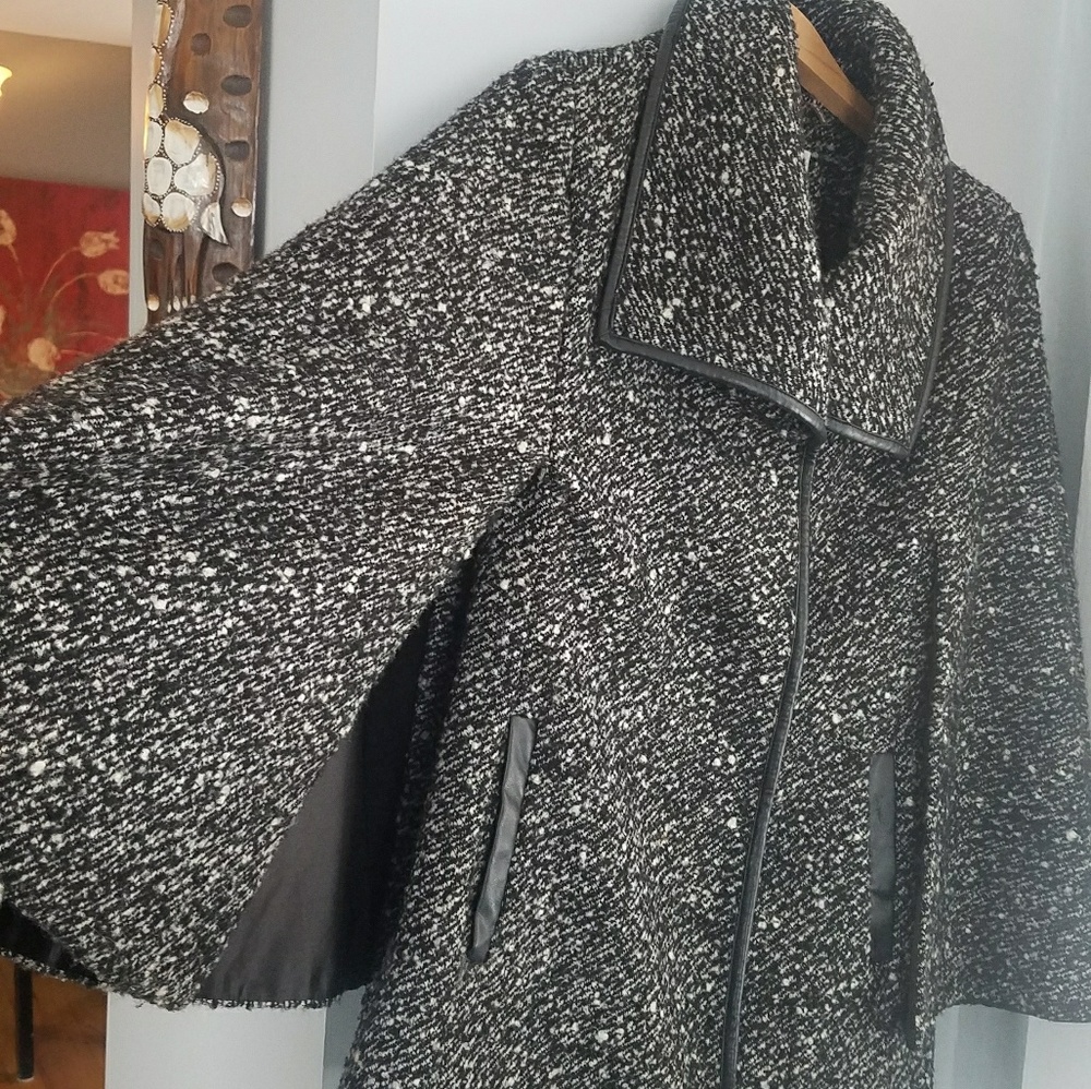 Women classic Calvin Klein Cape Coat tweed L/XL